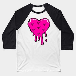 Pink Melting Acid Heart Baseball T-Shirt